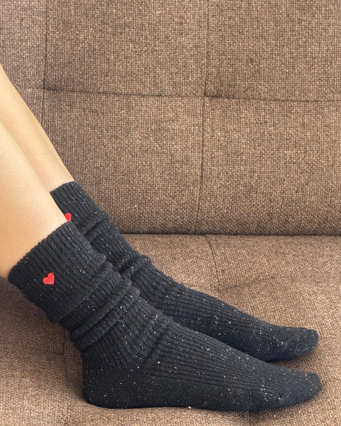 Le Bon Shoppe | Embroidered Snow Socks | Black