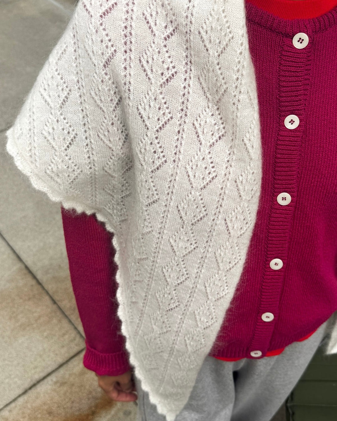 Le Bon Shoppe | Mohair Pointelle Shawl | Pearl