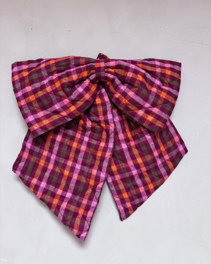 Linen Bow | Check quilted | Red multi