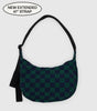 Baggu | Medium Crescent Nylon bag | Navy Green Check