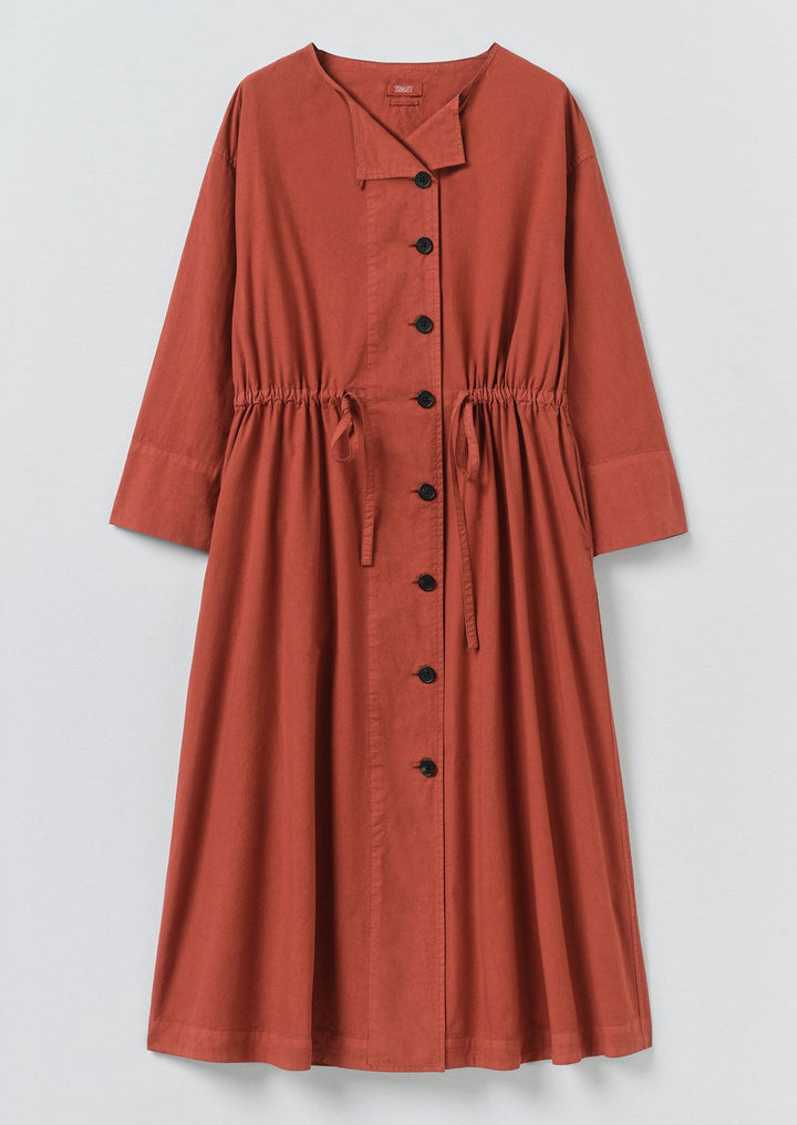 Toast | Button through cotton linen poplin dress | Brick
