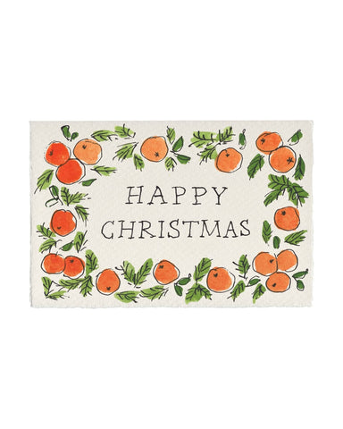 Scribble & Daub | Hand painted Christmas Card | Orange Garland Happy Christmas