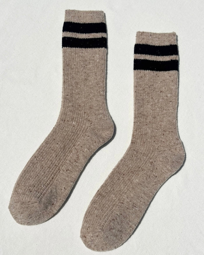 Le Bon Shoppe | Snow Varsity Socks | Beige Black