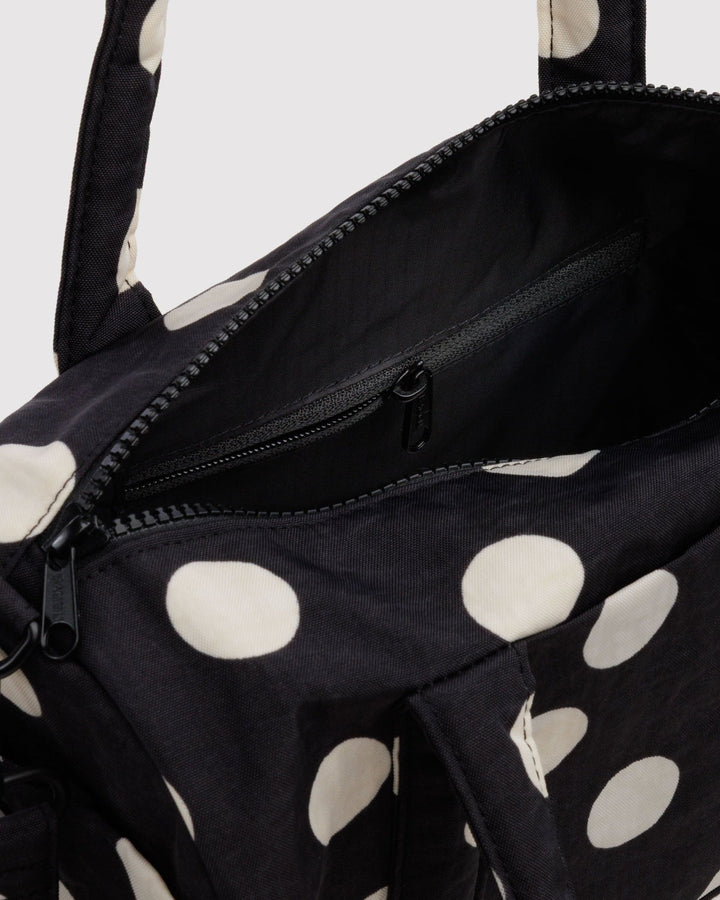 Baggu | Nylon Duffel Bag | Black and Cream Polka Dot