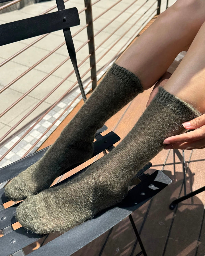 Le Bon Shoppe | Mohair Veil Socks | Mountain Olive