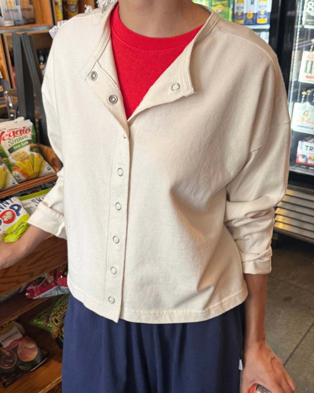 Le Bon Shoppe | Soft Jersey Snap Cardigan | Natural