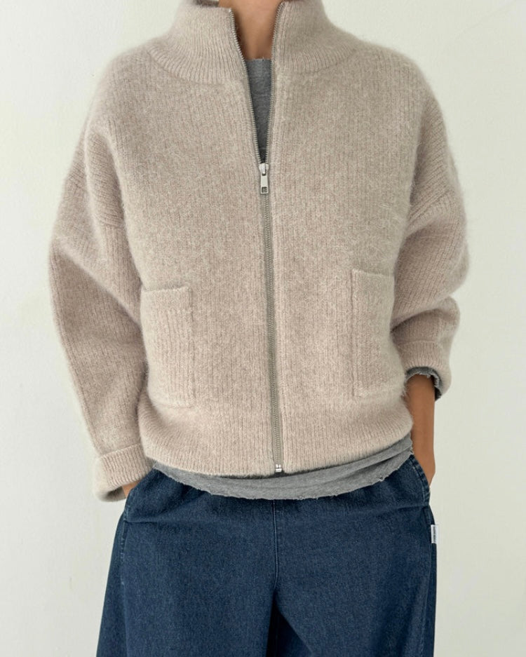 Le Bon Shoppe | Alpaca Zip Front Jacket | Smoke