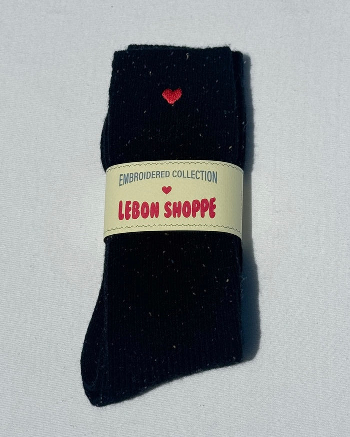 Le Bon Shoppe | Embroidered Snow Socks | Black