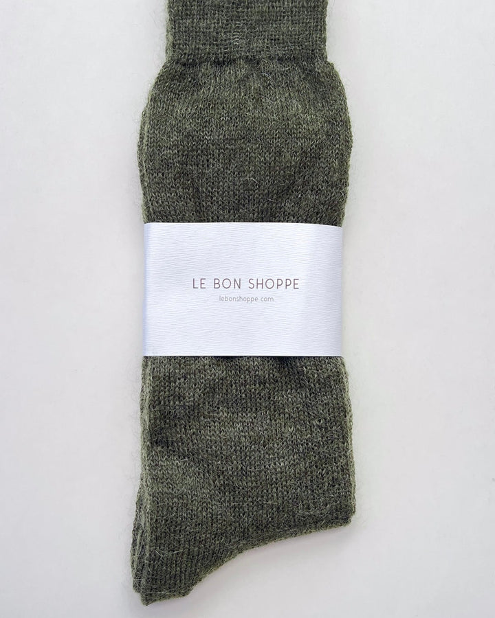 Le Bon Shoppe | Mohair Veil Socks | Mountain Olive