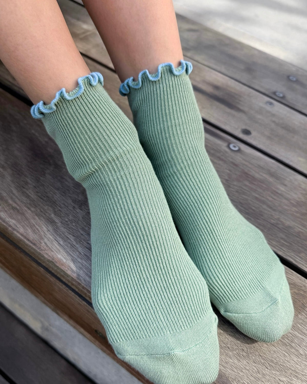Le Bon Shoppe x Noble | Petite Ruffle Sock | Sea Glass Powder Blue