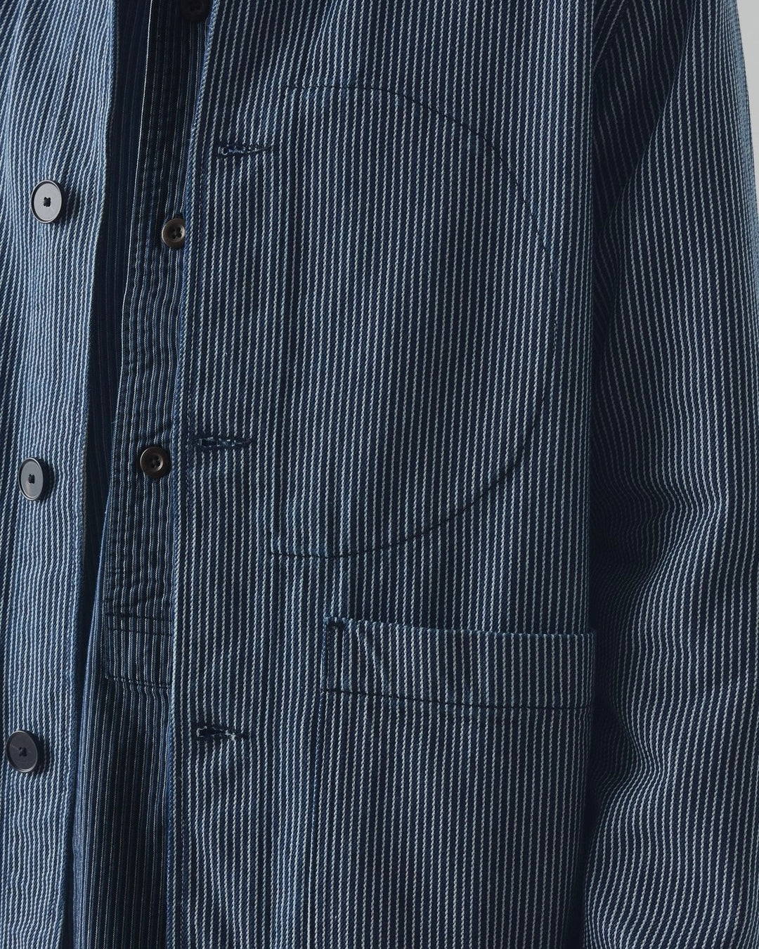 Toast | Hickory Stripe Denim Chore Jacket | Ecru/Indigo
