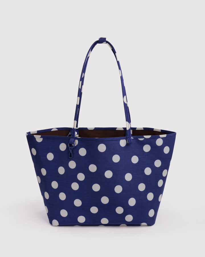 Baggu | Large Nylon Reversible Tote | Navy Polka Dot Mix