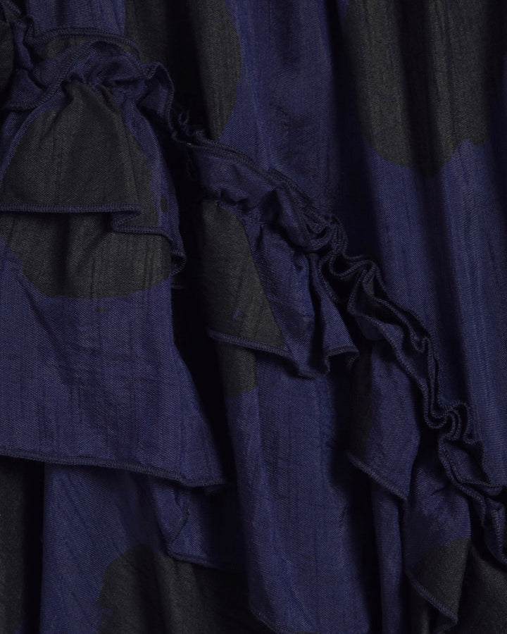 YMC | Draped Skirt | Bleeding polka dot print