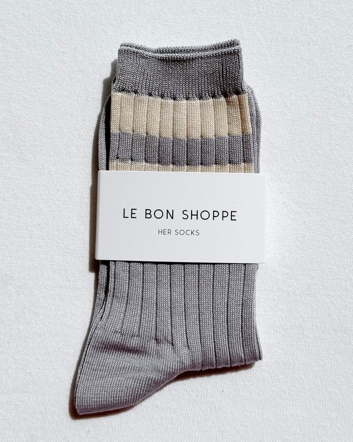 Le Bon Shoppe | Her Varsity Socks | Stone White