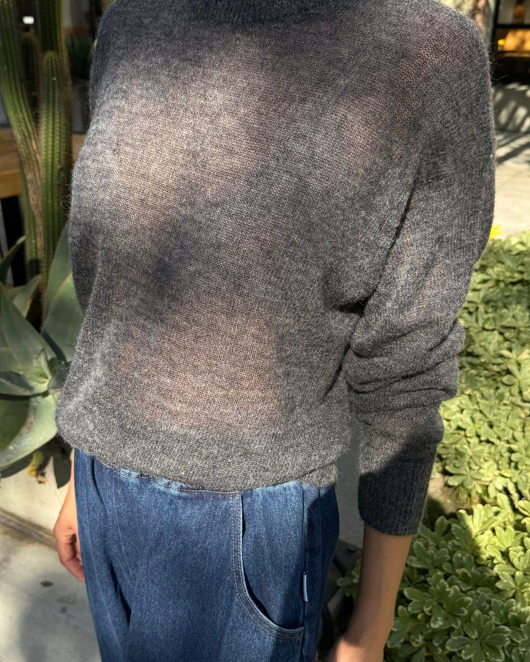 Le Bon Shoppe | Cecile Crewneck Mohair Sweater | Charcoal