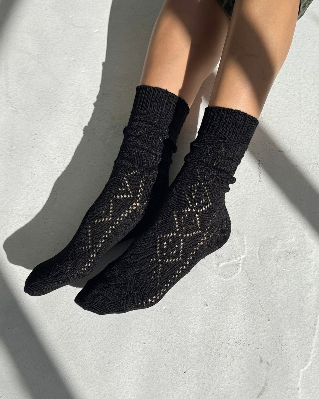 Le Bon Shoppe | Modal eyelet socks | Jet Black