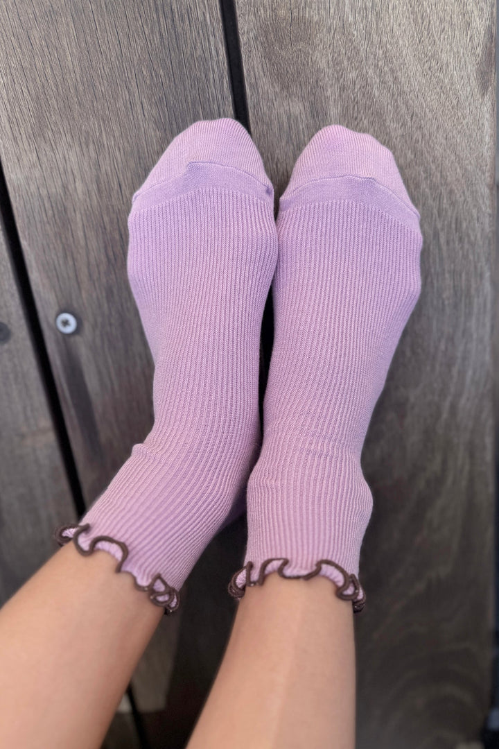 Le Bon Shoppe x Noble | Petite Ruffle Sock | Lilac Brown