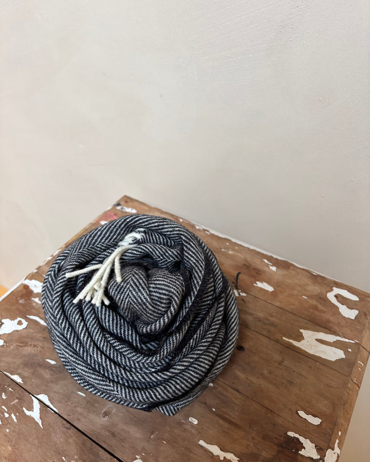 McNutt | Unisex Lambswool Scarf | Black Large Herringbone