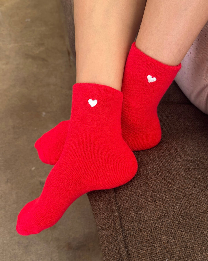 Le Bon Shoppe | Embroidered Cloud Socks | Red & Heart