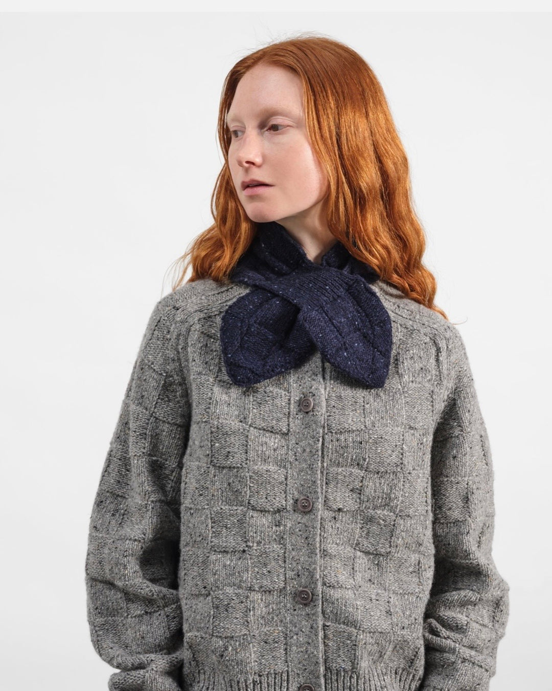 YMC | Donegal Waffle Slot Scarf | Grey or Navy