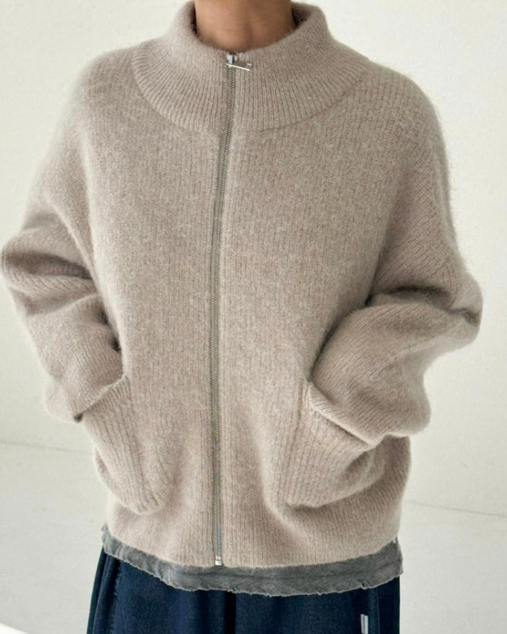 Le Bon Shoppe | Alpaca Zip Front Jacket | Smoke