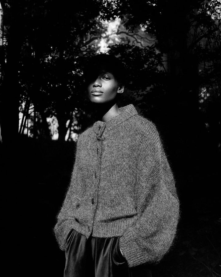 Toast | Wool Mohair Round Cardigan | Charcoal