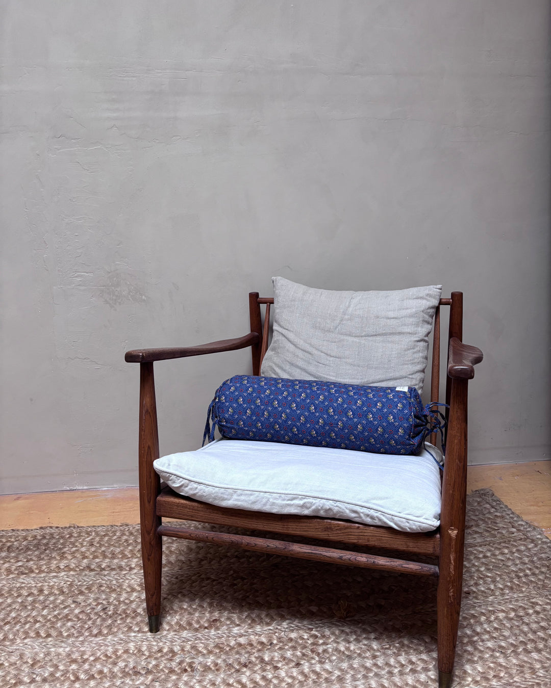 Linen Bolster Cushion | Tahiti Navy