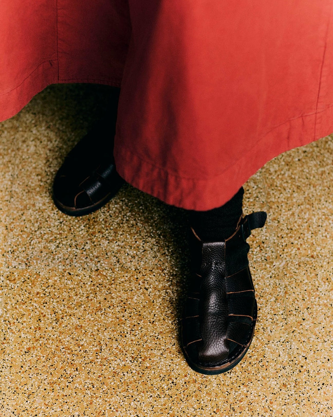 Toast | Button through cotton linen poplin dress | Brick