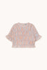 Tiny Big Sister | Striped smocked top | Blue grey papaya