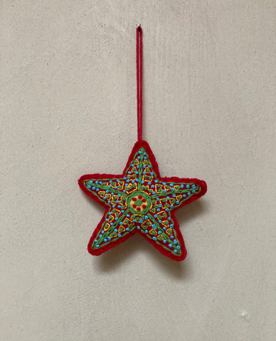 Felted Christmas decoration | Twinkle Twinkle Embroidered Star | Red