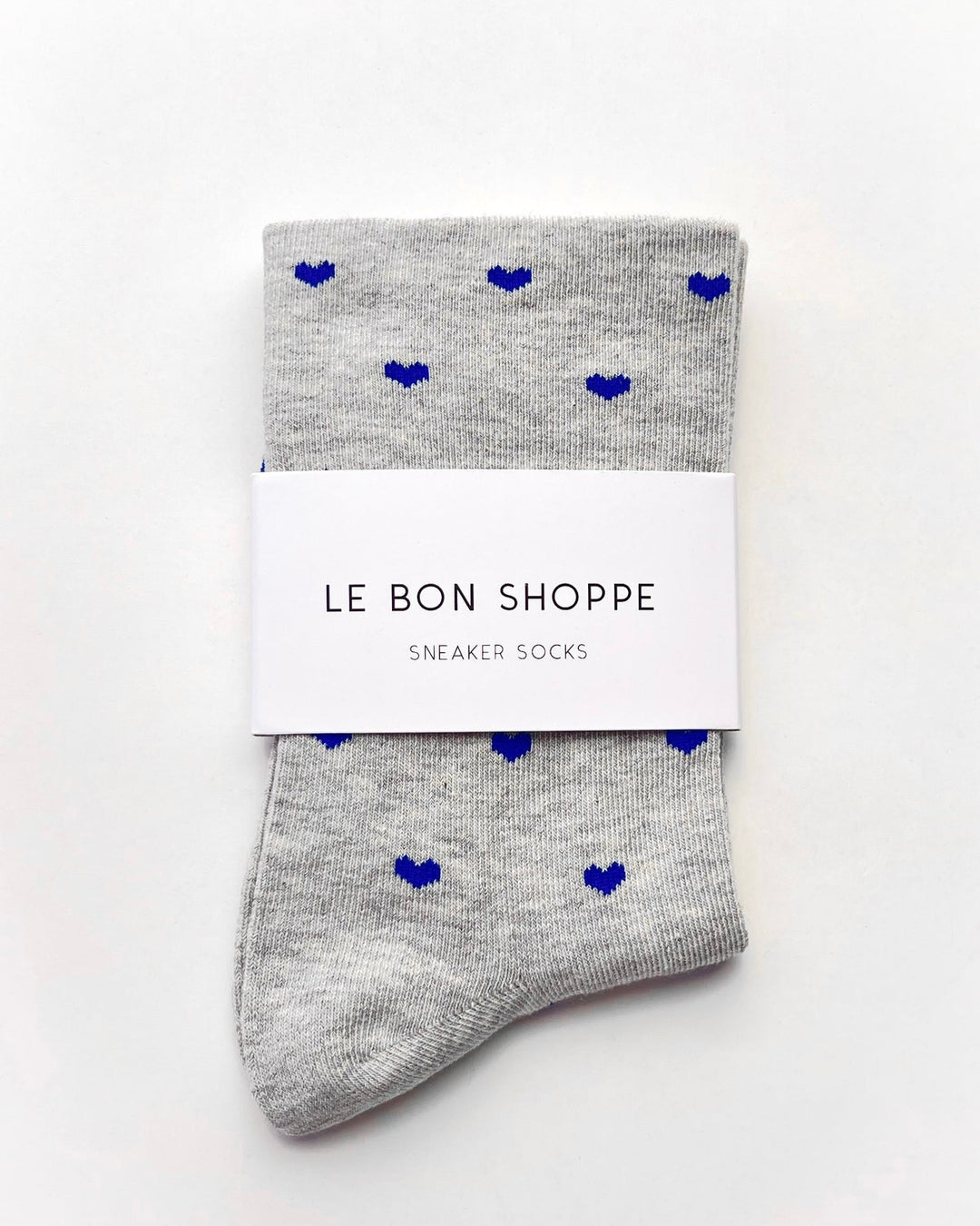 Le Bon Shoppe | Heart Sneaker Socks | Melange Grey Cobalt