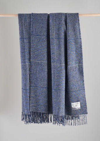 Molloy & Sons | Basket Weave Tweed Blanket | Blue