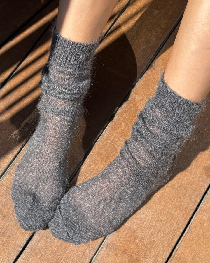 Le Bon Shoppe | Mohair Veil Socks | Charcoal