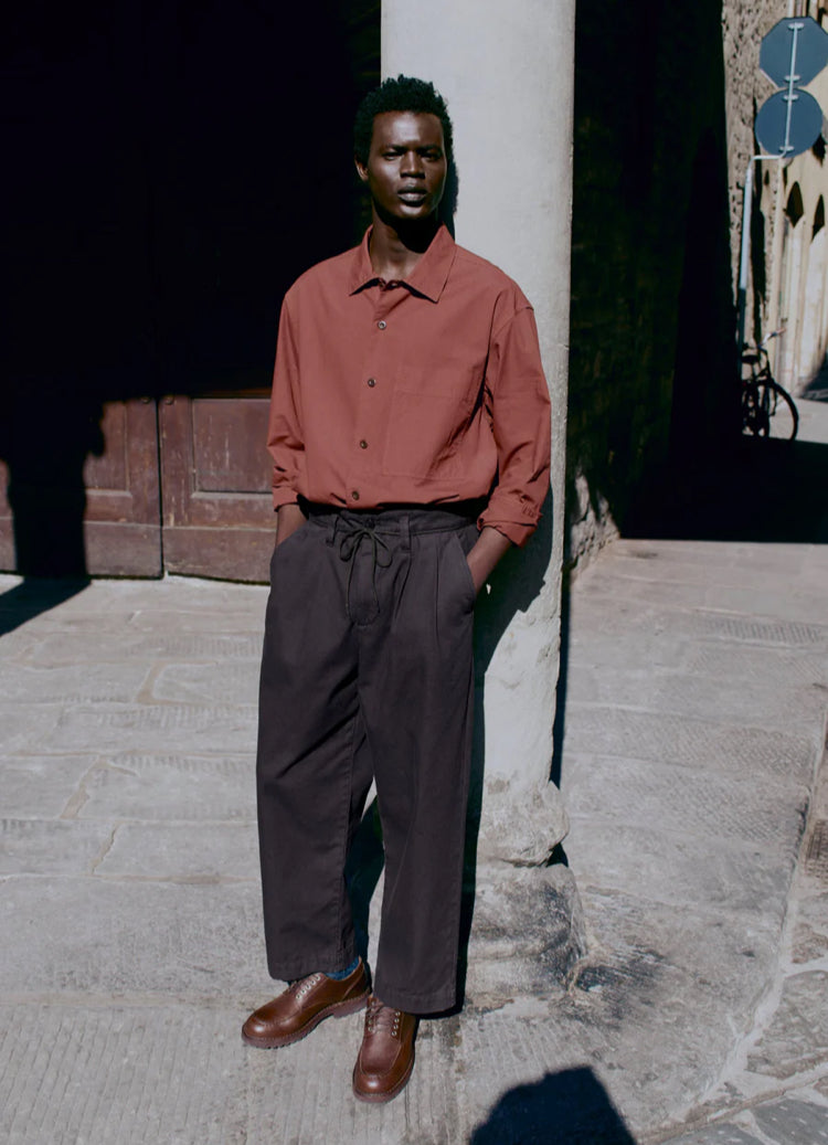 Toast | Bill Cotton Canvas Wide leg Trousers | Soft Black