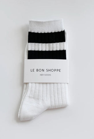 Le Bon Shoppe | Her Varsity Socks | White Black
