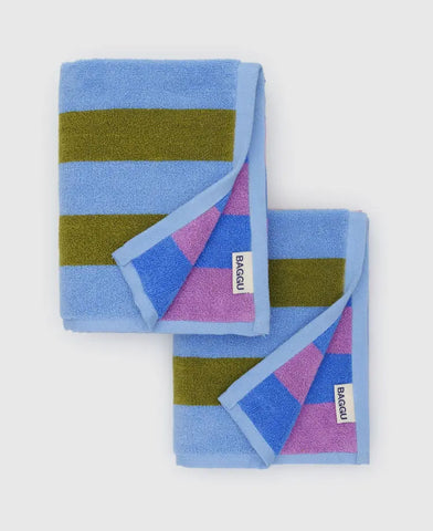 Baggu | Hand Towel Set of Two | Cabana Stripe Mix