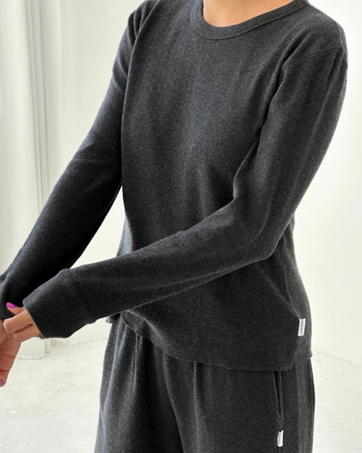 Le Bon Shoppe | Pointelle Fundamental Tee | Charcoal