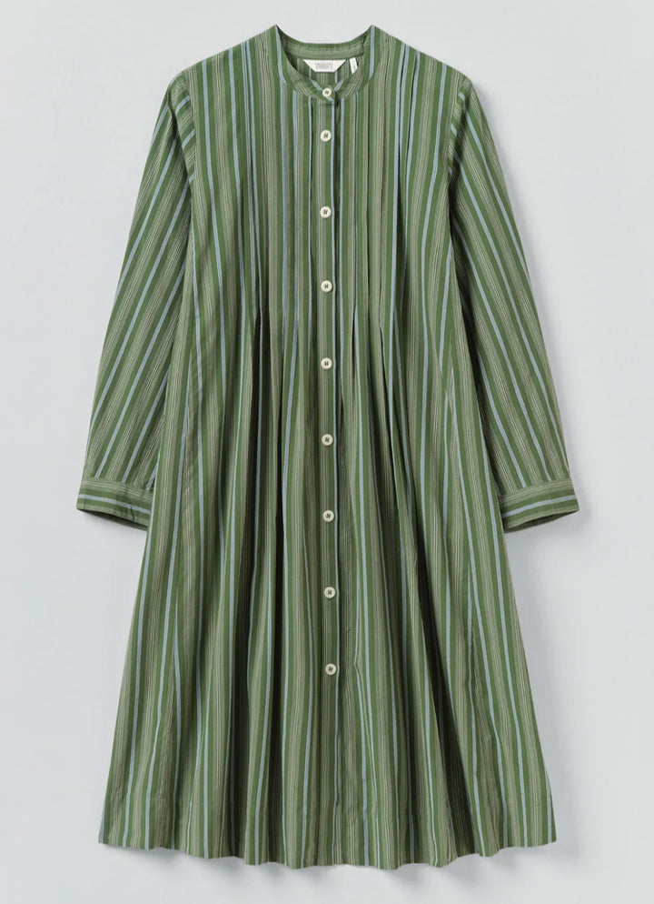 Toast | Sleepy Pintuck stripe dress | Forest Green