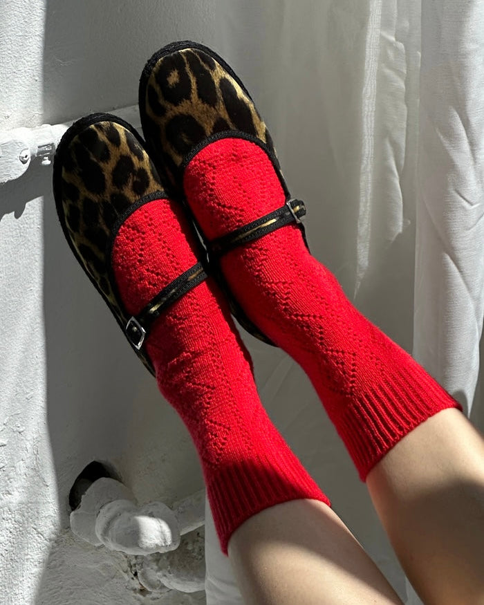 Le Bon Shoppe | Cashmere Pointelle Socks | Red