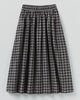 Toast | Binding check cotton wool gathered skirt | Black Ecru
