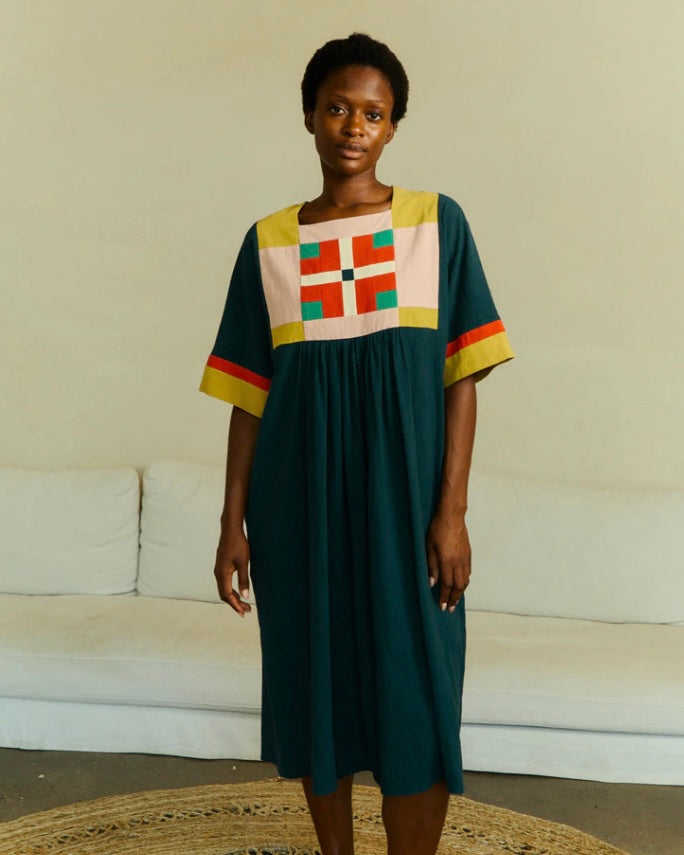 LF Markey | Rafe Dress | Forest Patchwork