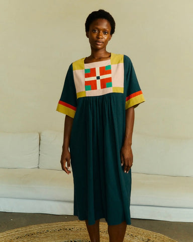 LF Markey | Rafe Dress | Forest Patchwork