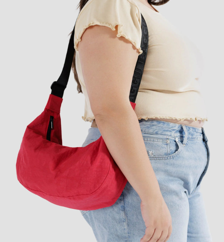 Minimalist Casual Crescent Bag Textured Zipper Crossbody Bag - Temu