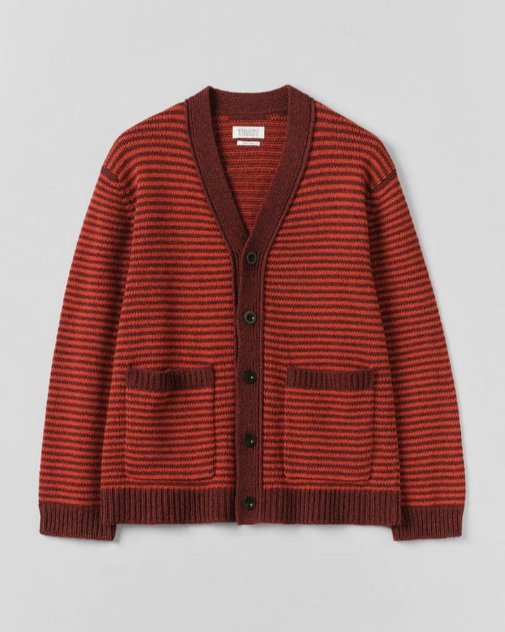 Toast | Striped Wool Cardigan | Cardinal Red/Plum