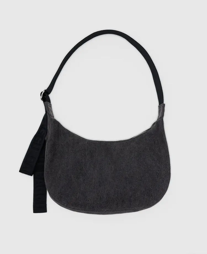 Baggu | Medium Crescent Nylon bag | Washed Black Denim