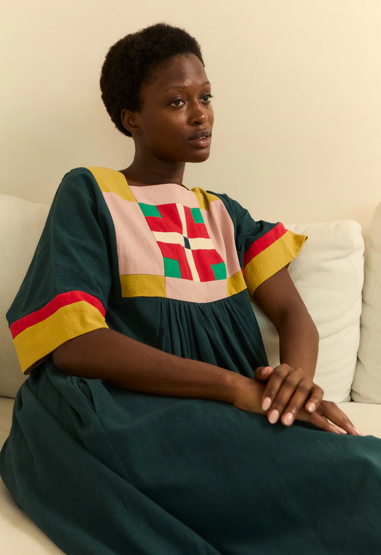 LF Markey | Rafe Dress | Forest Patchwork