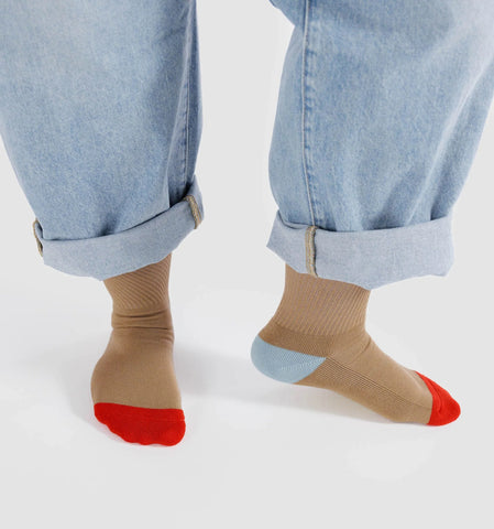 Baggu | Ribbed Sock | Beige mix size small