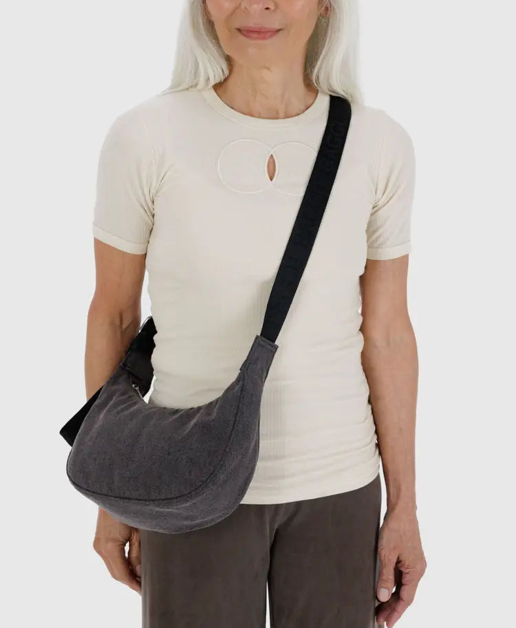 Baggu | Small crescent bag | Washed Black Denim