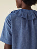 Toast | Pleat Collar Slubby Chambray Shirt | Chambray Blue