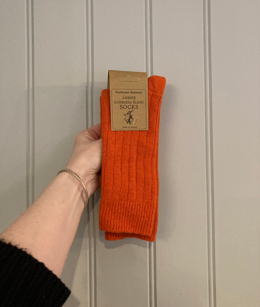 Original Aran Company | Unisex Cashmere blend socks | Orange